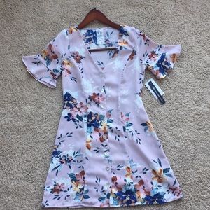 Sadie & Sage floral print button up dress size S.
